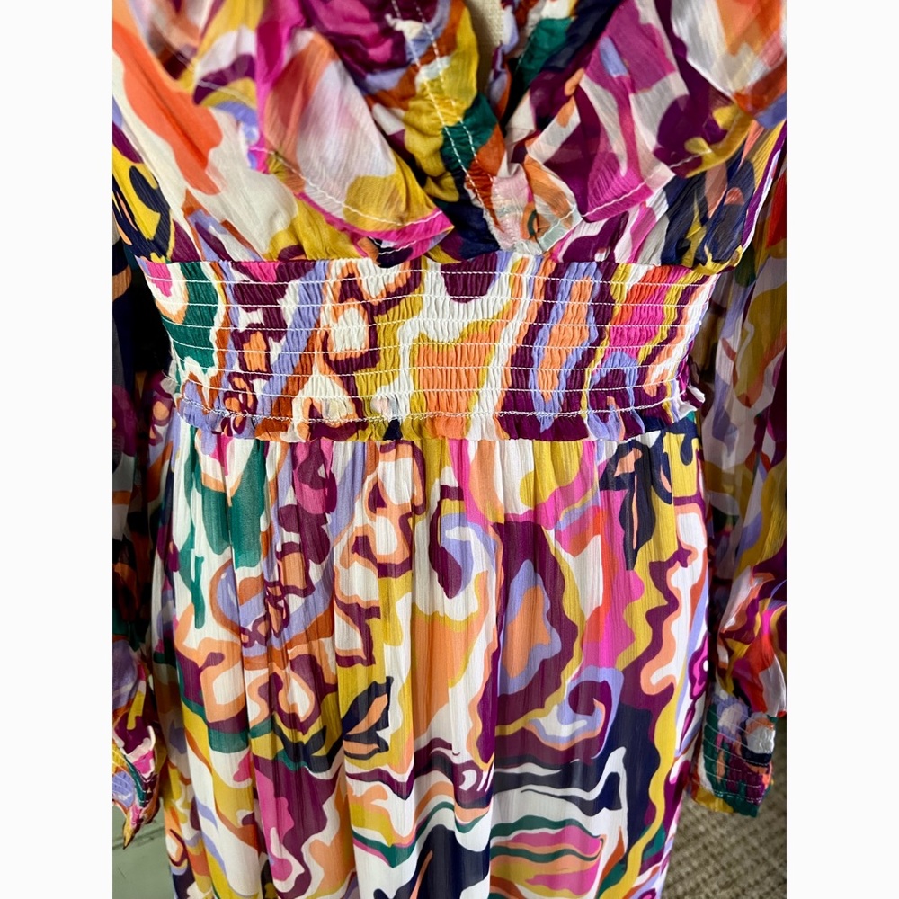 Anthropologie Odetta V-Neck Ruffle Maxi Dress M - Picture 10 of 16